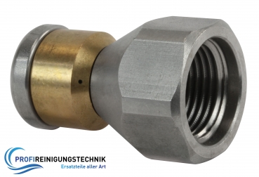 ST-49.1 Rotationsdüse mit 3 Frontbohrungen / 2 seitliche Bohrungen / 1/4" Innengewinde / Durchmesser 19mm / Max. 250 Bar